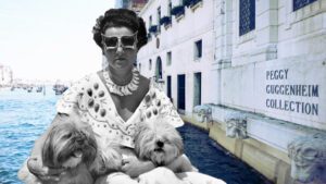 Peggy Guggenheim and her beloved Lhasas | Image source: viaggidiarchitettura.it